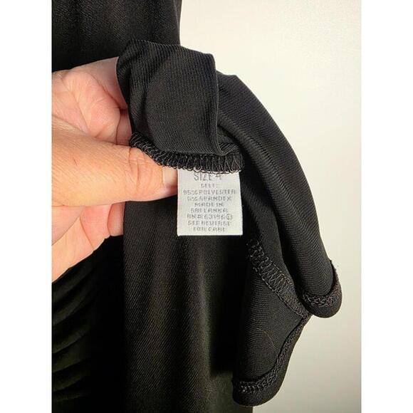 Dressbarn Black Ruched Midi Dress 4 Short Flutter Sleeves V-Neck Polyester Blen - Picture 7 of 8